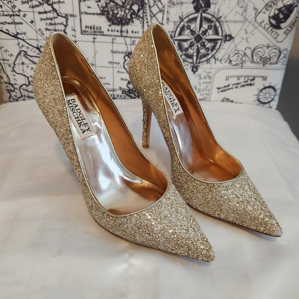 Badgley Mischka Glitter Stiletto Heels - Size 7